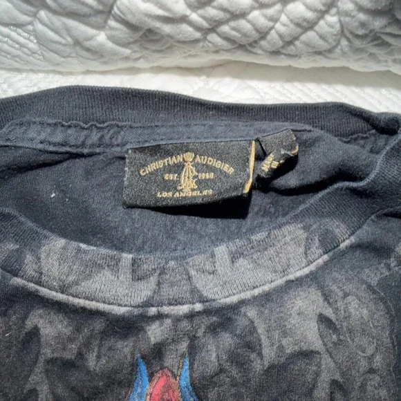 Christian Audigier Black and Multicolor Graphic Tee - Picture 4 of 5